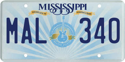 MS license plate MAL340