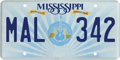 MS license plate MAL342