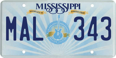 MS license plate MAL343