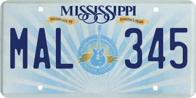 MS license plate MAL345