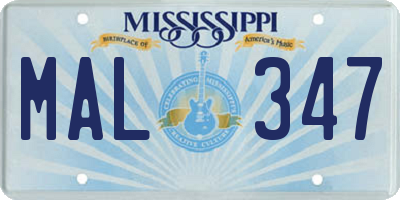 MS license plate MAL347