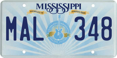 MS license plate MAL348