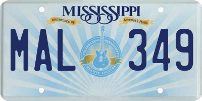 MS license plate MAL349