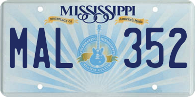 MS license plate MAL352