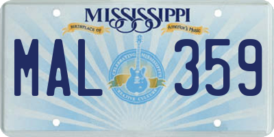 MS license plate MAL359