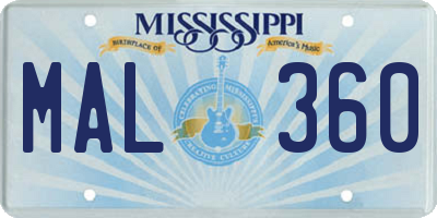 MS license plate MAL360