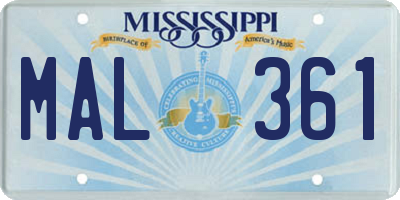 MS license plate MAL361