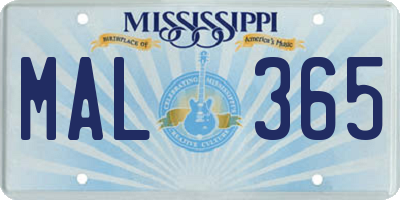 MS license plate MAL365