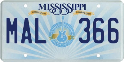 MS license plate MAL366