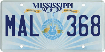 MS license plate MAL368