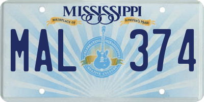 MS license plate MAL374