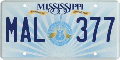 MS license plate MAL377