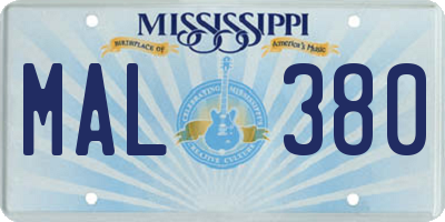 MS license plate MAL380
