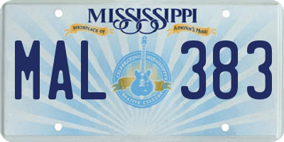 MS license plate MAL383