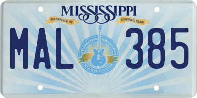 MS license plate MAL385