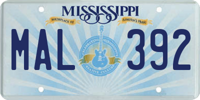 MS license plate MAL392