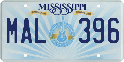 MS license plate MAL396