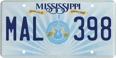 MS license plate MAL398