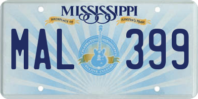 MS license plate MAL399