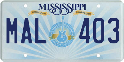 MS license plate MAL403