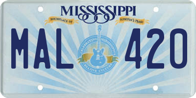 MS license plate MAL420