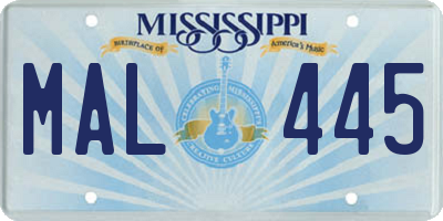 MS license plate MAL445