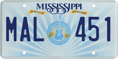 MS license plate MAL451