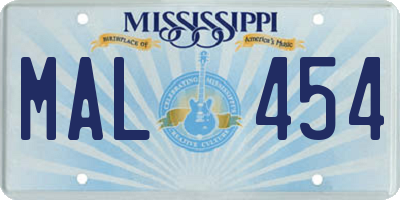 MS license plate MAL454