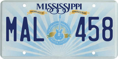 MS license plate MAL458