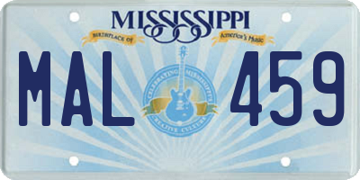 MS license plate MAL459