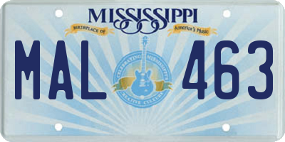 MS license plate MAL463