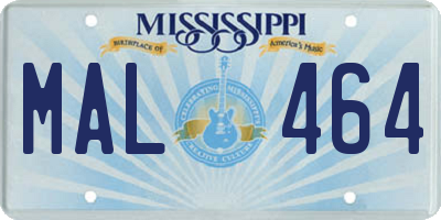 MS license plate MAL464