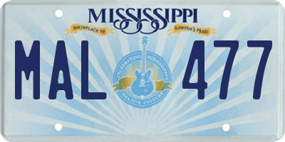 MS license plate MAL477
