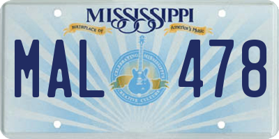 MS license plate MAL478