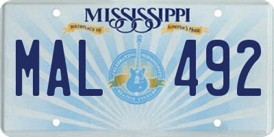 MS license plate MAL492