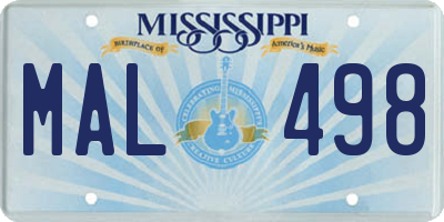 MS license plate MAL498