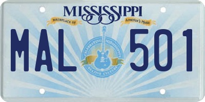 MS license plate MAL501