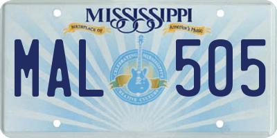 MS license plate MAL505