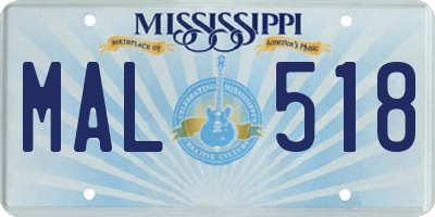 MS license plate MAL518