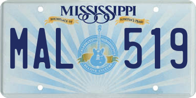 MS license plate MAL519