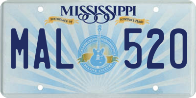 MS license plate MAL520