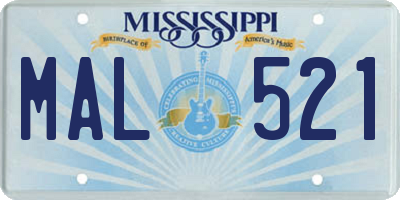 MS license plate MAL521