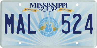 MS license plate MAL524