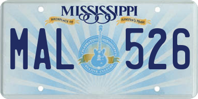 MS license plate MAL526