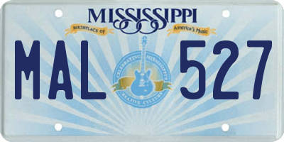 MS license plate MAL527