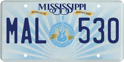 MS license plate MAL530