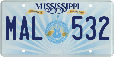 MS license plate MAL532