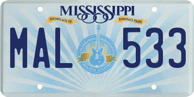 MS license plate MAL533