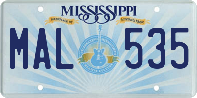 MS license plate MAL535
