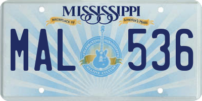 MS license plate MAL536
